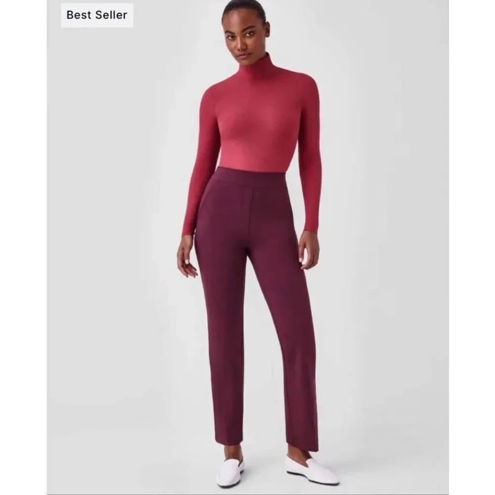 SPANXsupersmooth PerfectFit Ponte Kick Flare Pant with Pintuck in Burgundy XS